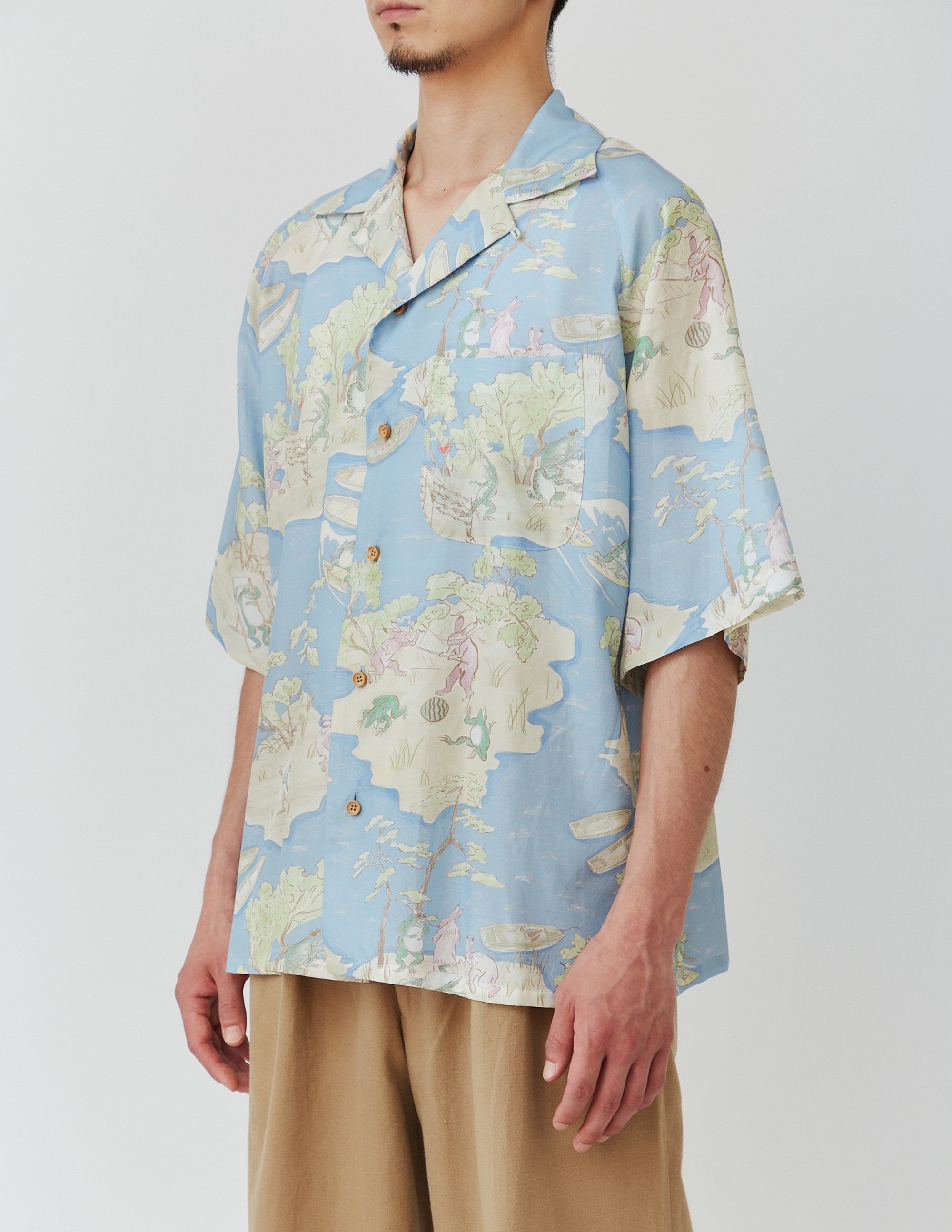 RAGLAN SLEEVES OVERSIZED ALOHA SHIRT animal-caricature