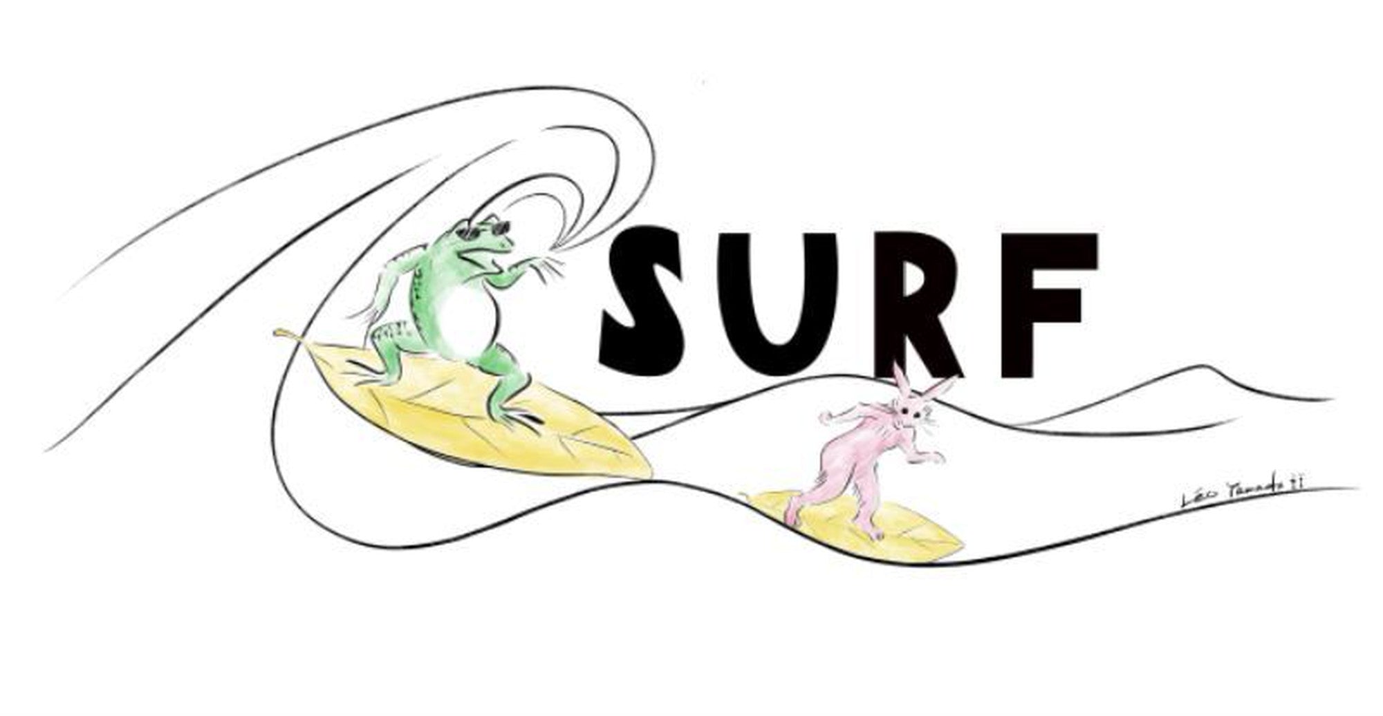 HALF-SLEEVE T-SHIRT Animal-Caricature SURF print