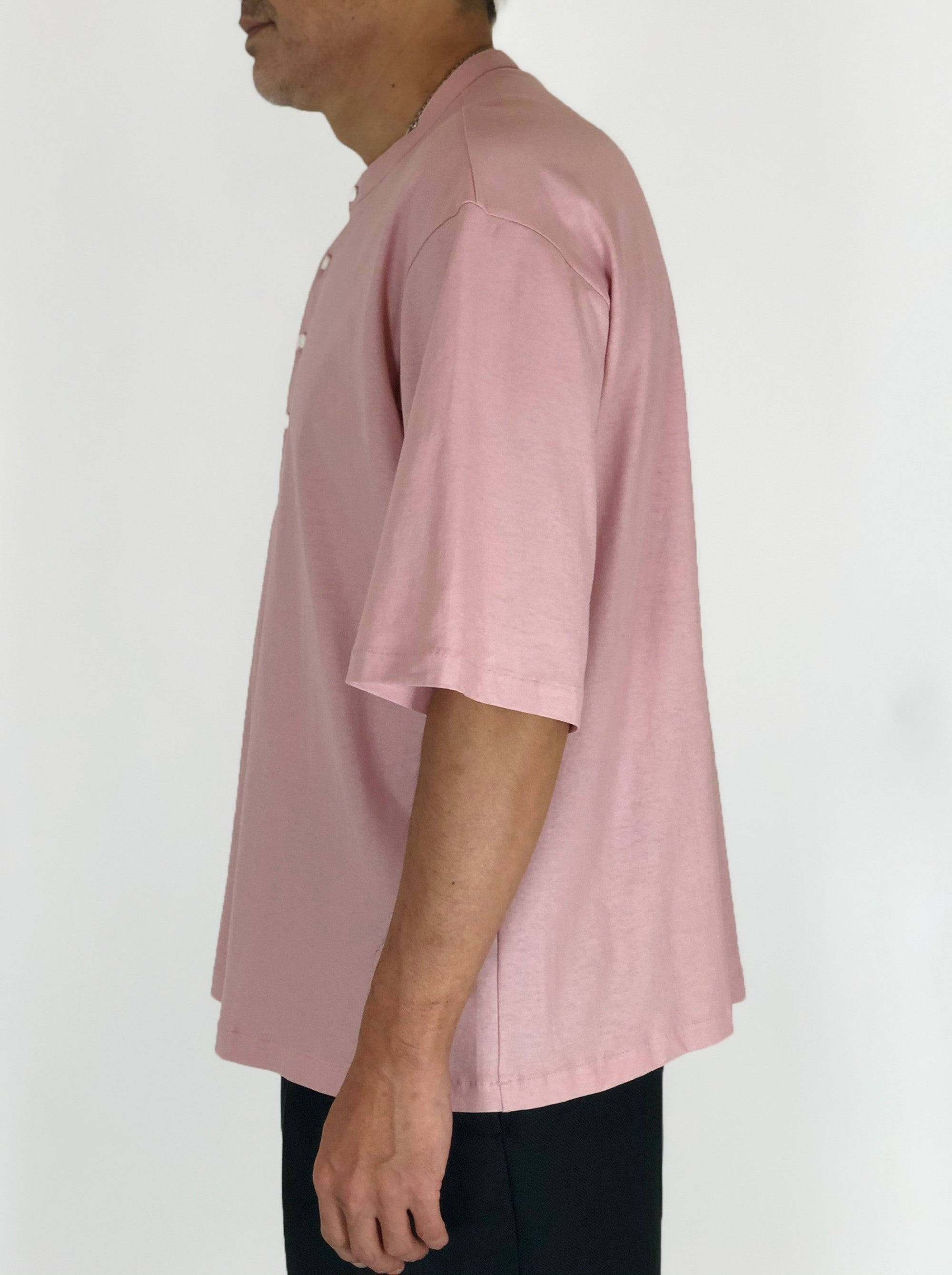 STAND COLLAR POLO white / pink