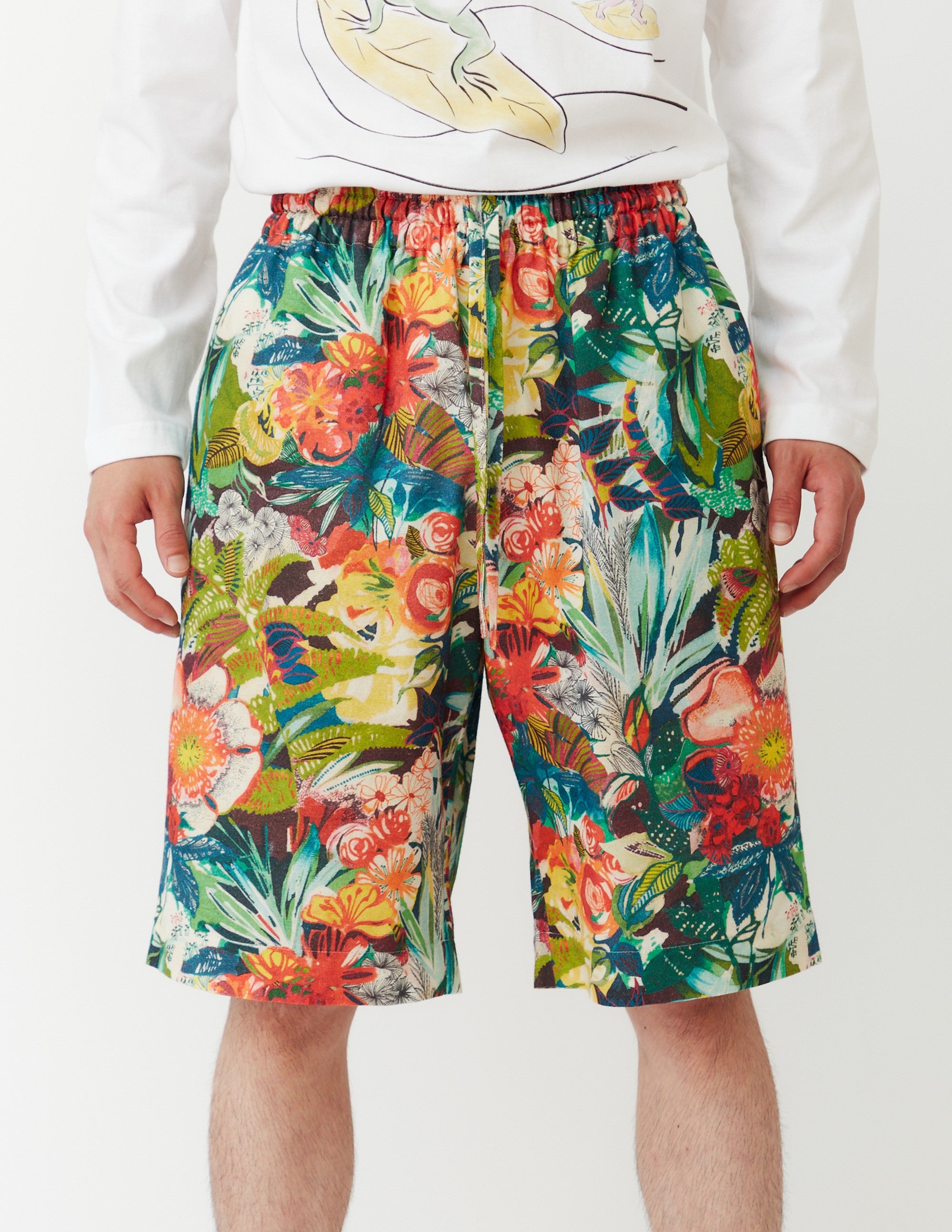 DRAWSTRING SHORTS flower print