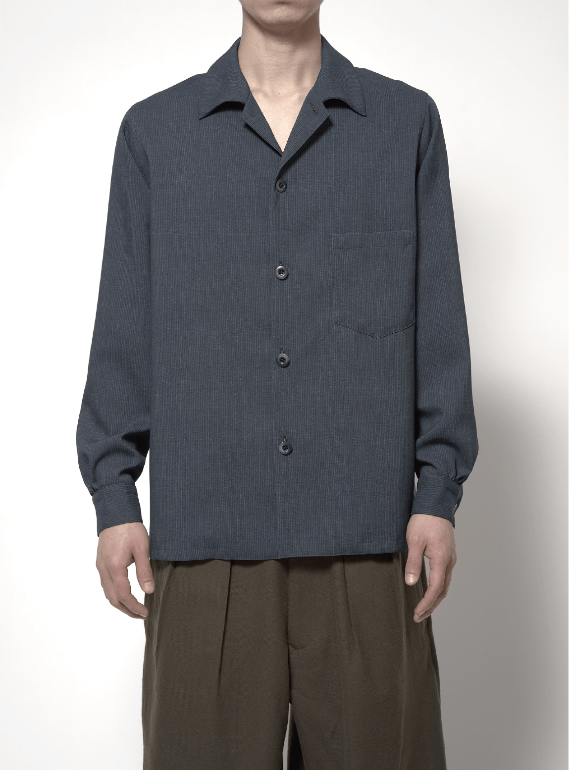 No Side Seam Open Collar Shirt check and dots