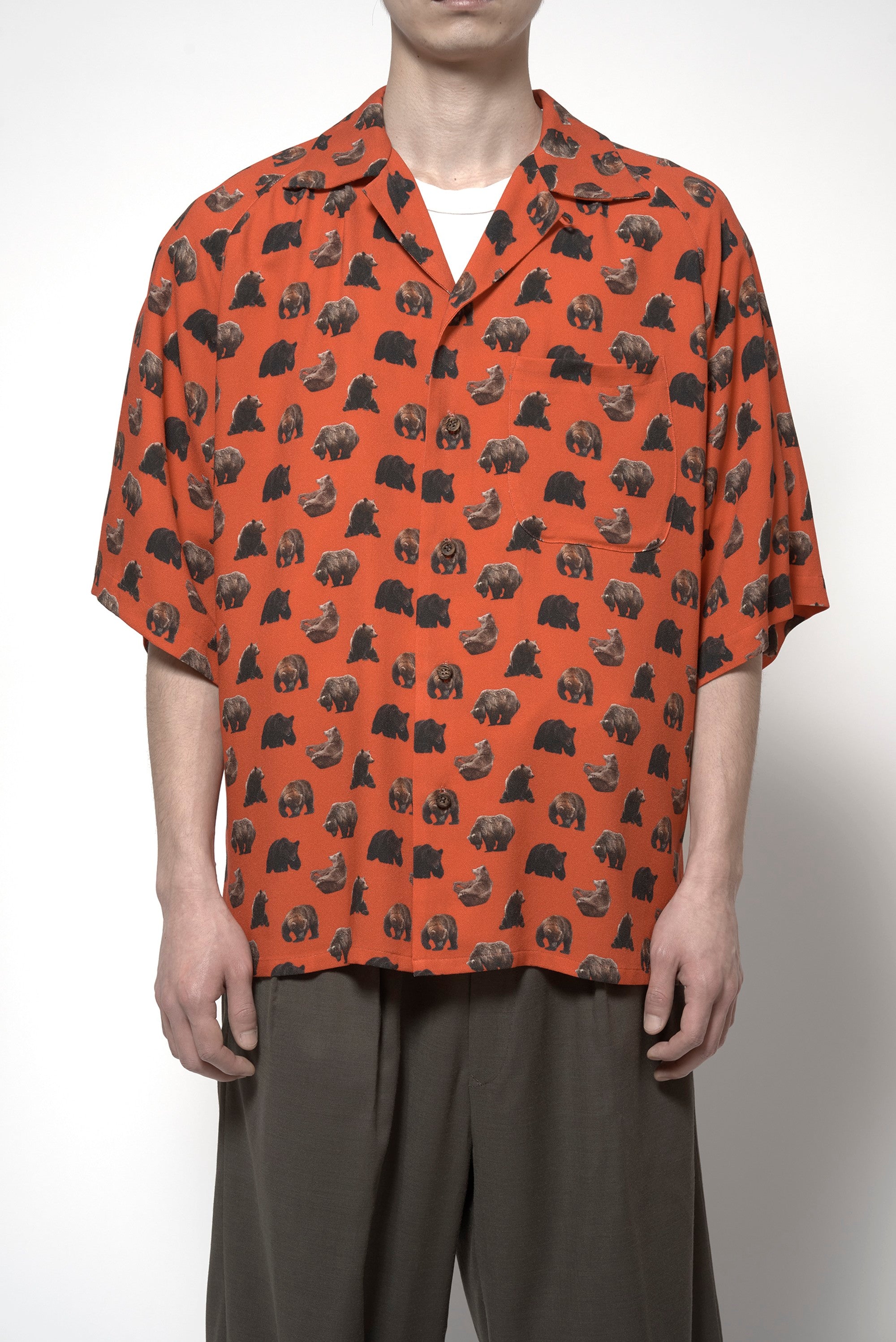 RAGLAN SLEEVES OVERSIZED ALOHA SHIRT bear motif