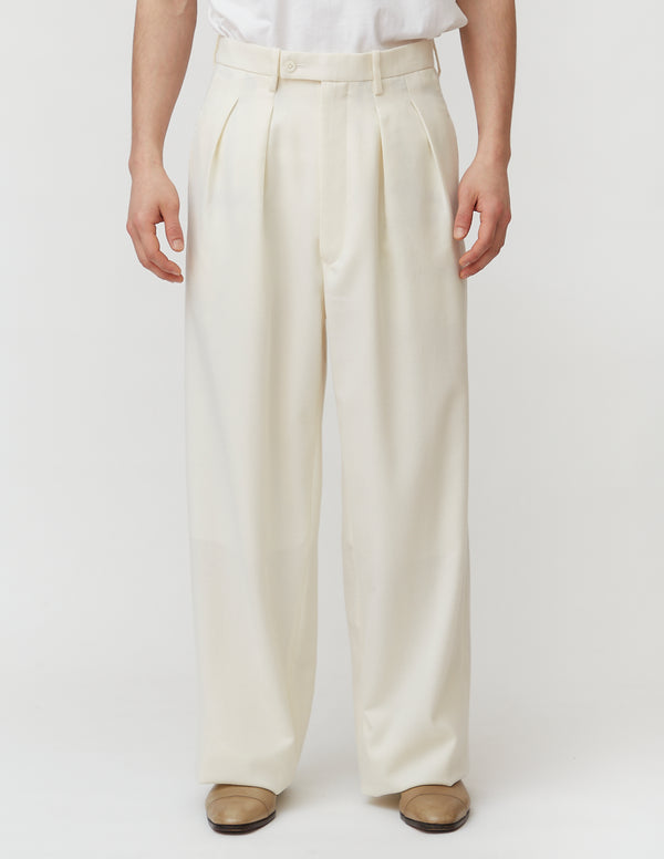 TUCKED WIDE PANTS off white
