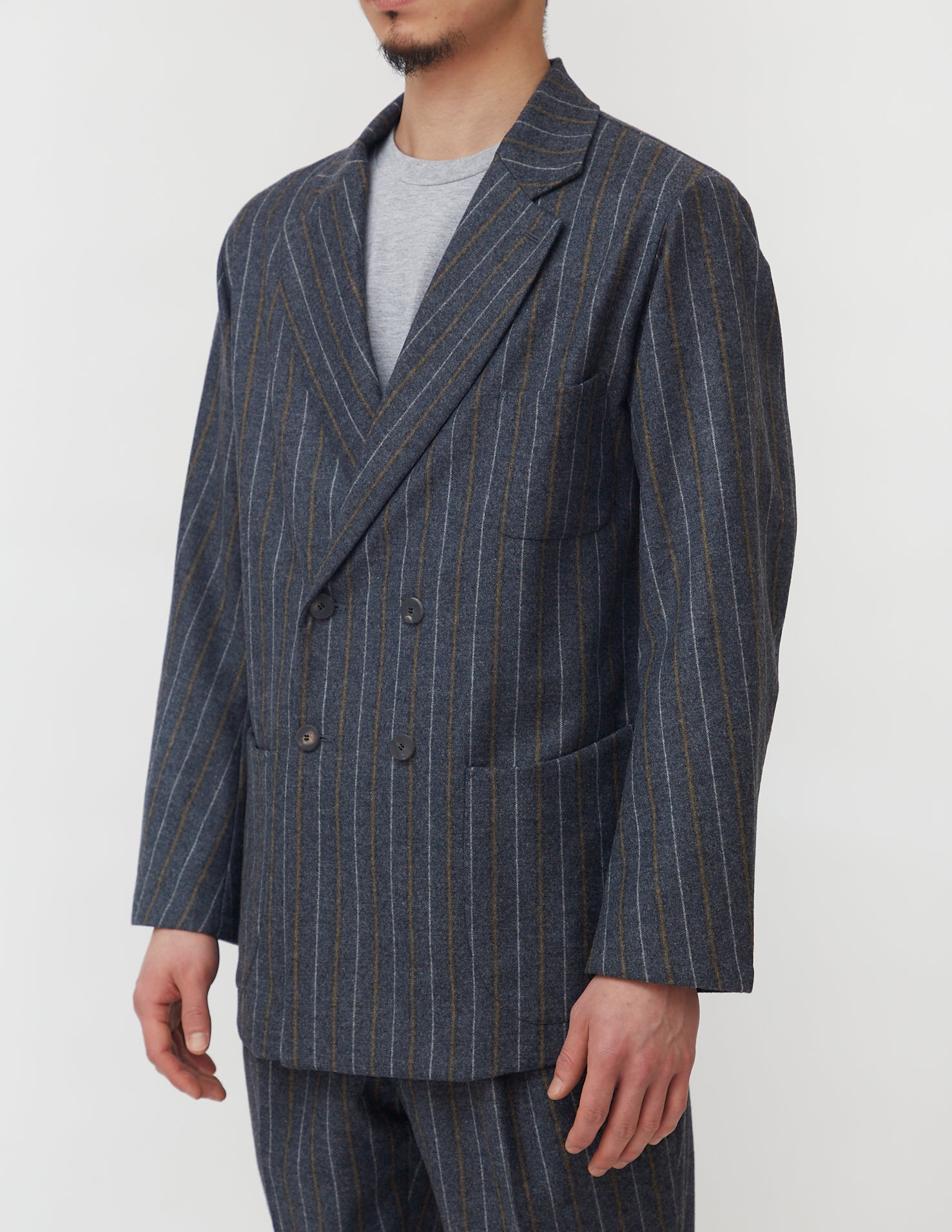 Comfort Loosen Jacket gray x yellow&white stripe 4B SINGLE / 4B DOUBLE